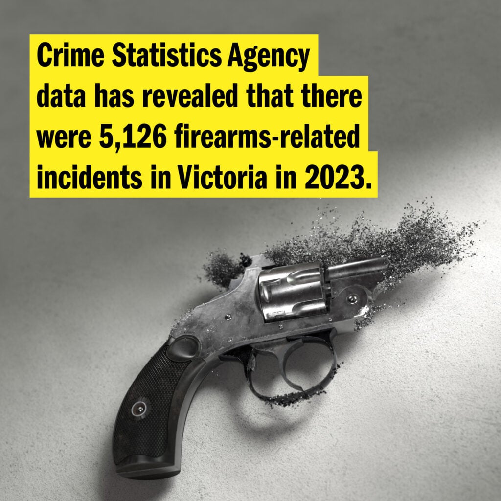 "Crime Statistics Agency data has revealed that there were 5,126 firearms-related incidents in Victoria in 2023."